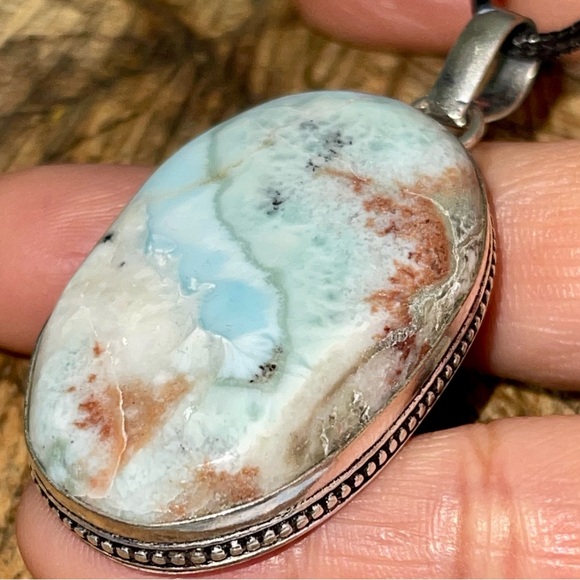 Dominican Republic Caribbean Larimar Pendant 2” - Picture 6 of 16